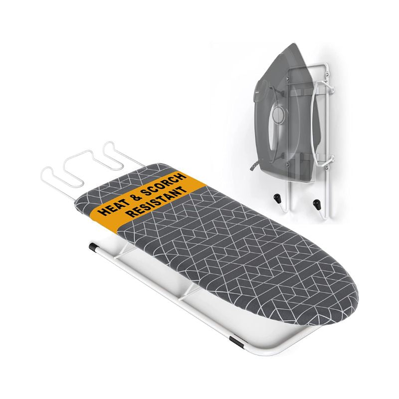 Xabitat Full Size Ironing Board 57 X 18 W/Wall Mount Hanger | Full Metal  Construction| Built in Iron Caddy | Heat & Scorch Resistant Fabric | Cord